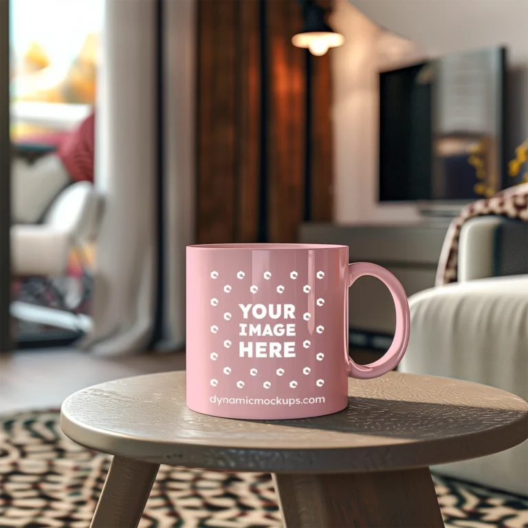 11oz Blank Pink Ceramic Coffee Mug Mockup Template