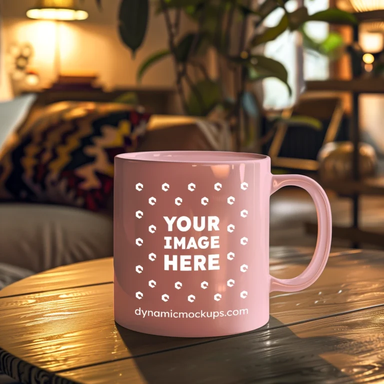 11oz Blank Pink Ceramic Coffee Mug Mockup Template