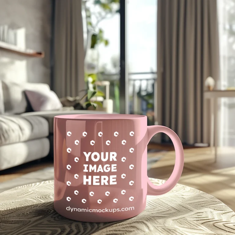 11oz Blank Pink Ceramic Coffee Mug Mockup Template