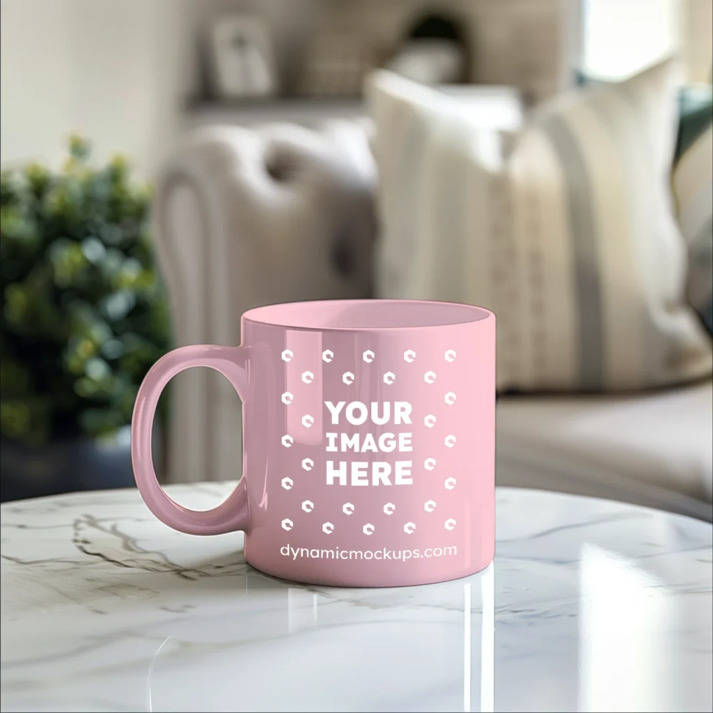 11oz Blank Pink Ceramic Coffee Mug Mockup Template