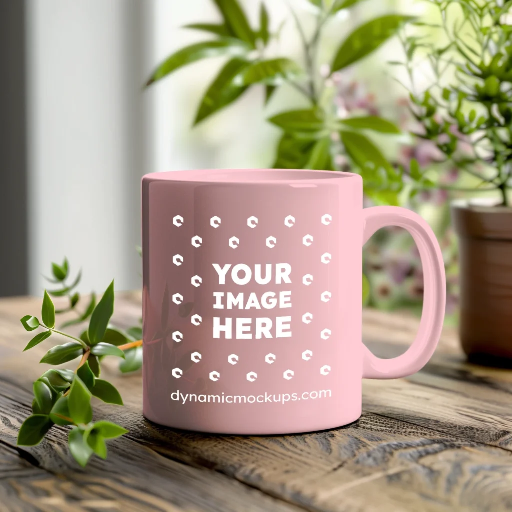 11oz Blank Pink Ceramic Coffee Mug Mockup Template