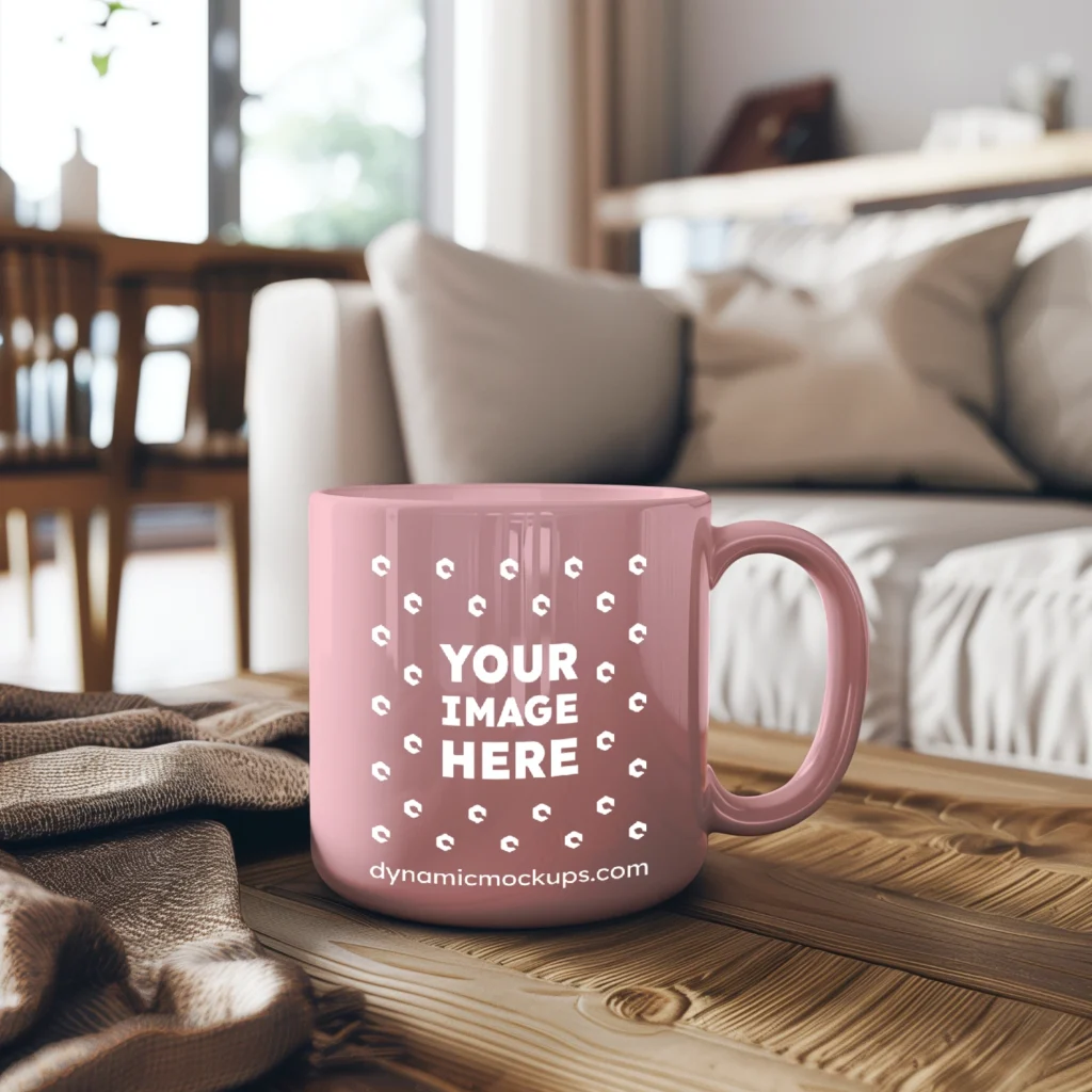 11oz Blank Pink Ceramic Coffee Mug Mockup Template