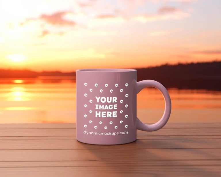 11oz Blank Pink Ceramic Coffee Mug Mockup Template