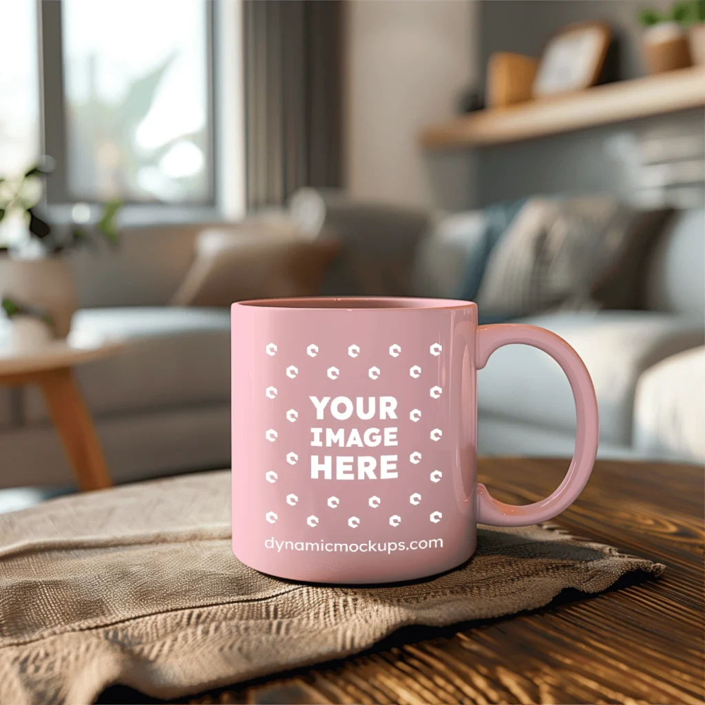 11oz Blank Pink Ceramic Coffee Mug Mockup Template