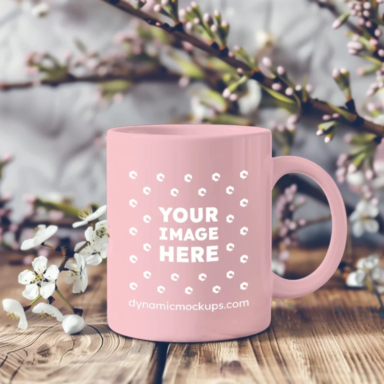 11oz Blank Pink Ceramic Coffee Mug Mockup Template