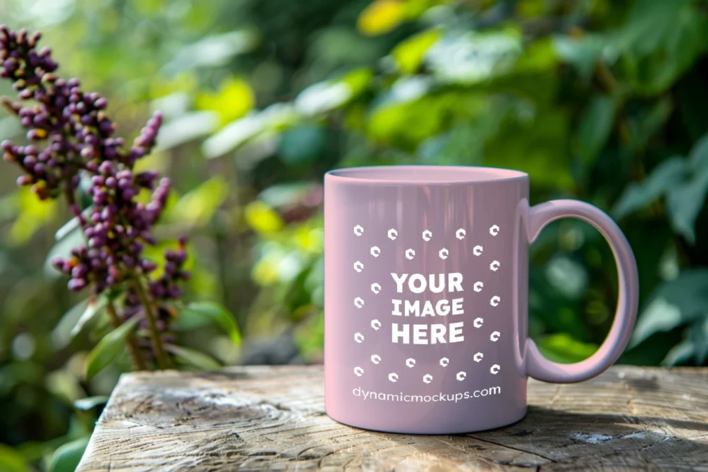 11oz Blank Pink Ceramic Coffee Mug Mockup Template