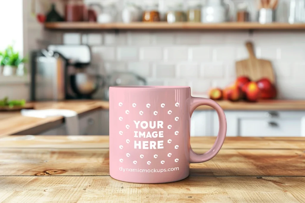 11oz Blank Pink Ceramic Coffee Mug Mockup Template