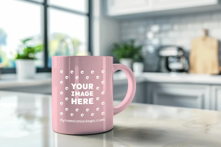 11oz Blank Pink Ceramic Coffee Mug Mockup Template