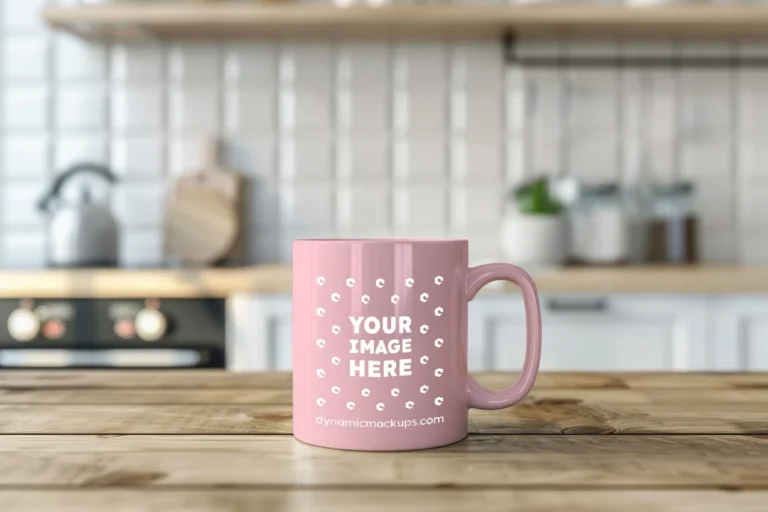 11oz Blank Pink Ceramic Coffee Mug Mockup Template