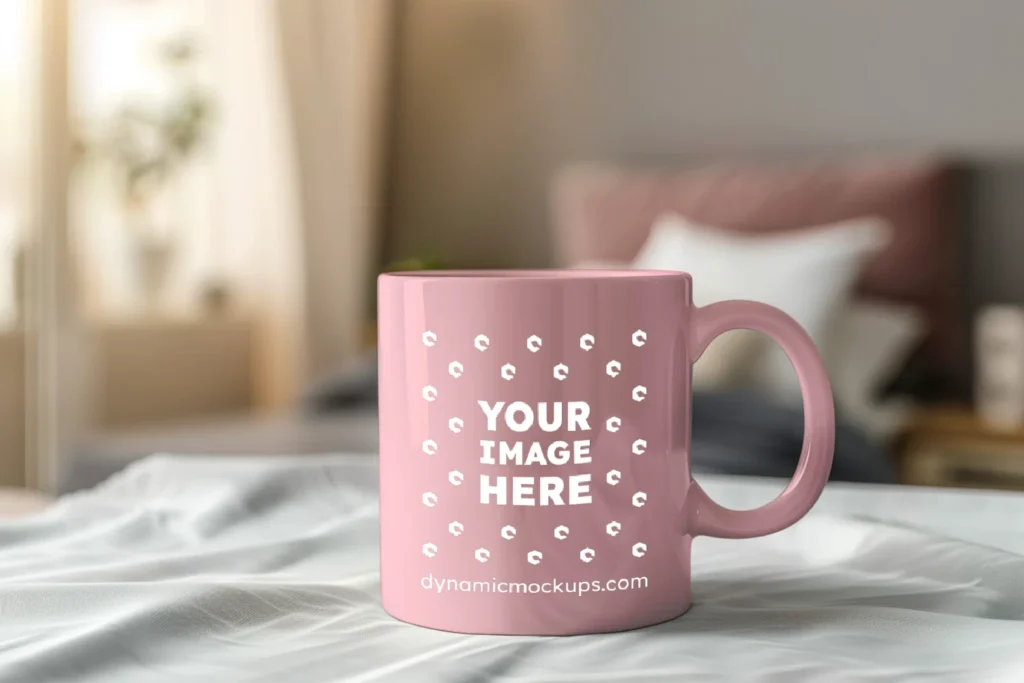 11oz Blank Pink Ceramic Coffee Mug Mockup Template