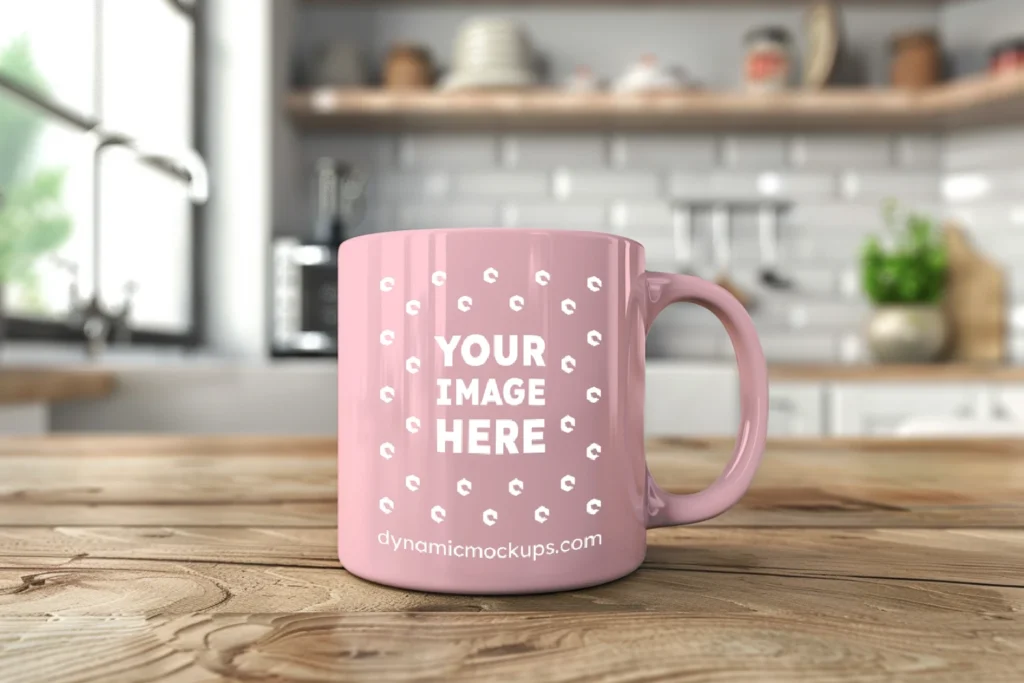 11oz Blank Pink Ceramic Coffee Mug Mockup Template