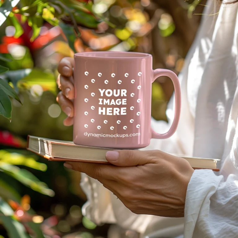 11oz Blank Pink Ceramic Coffee Mug Mockup Template