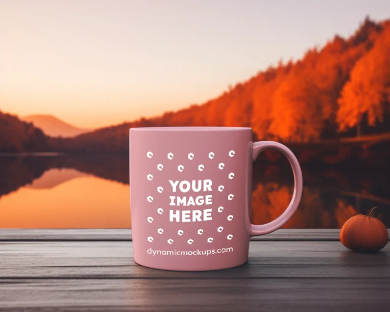 11oz Blank Pink Ceramic Coffee Mug Mockup Template