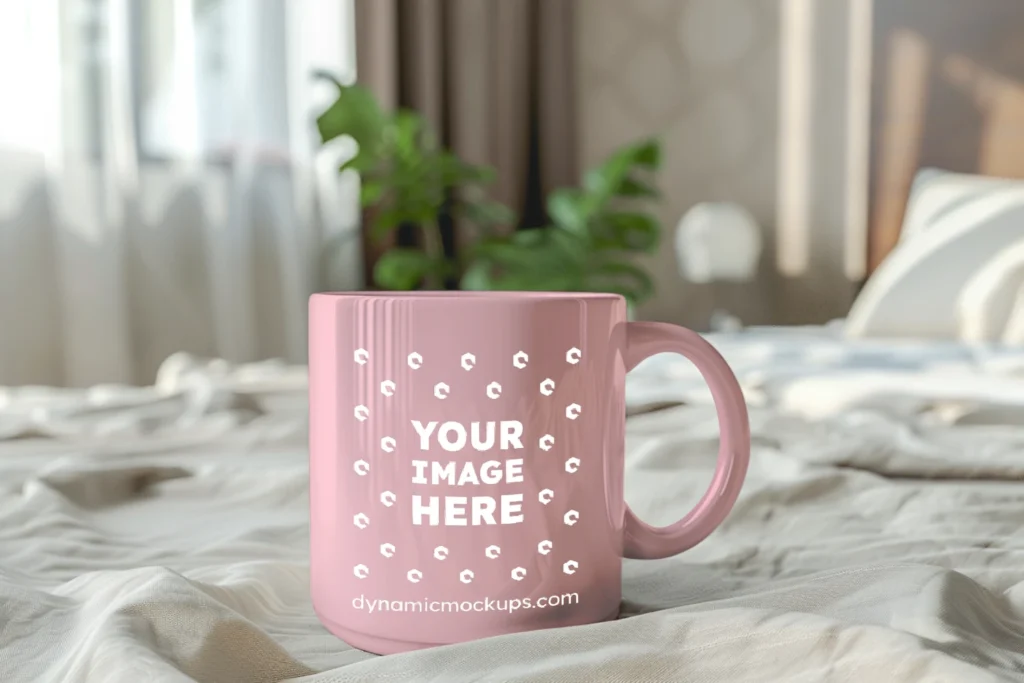 11oz Blank Pink Ceramic Coffee Mug Mockup Template