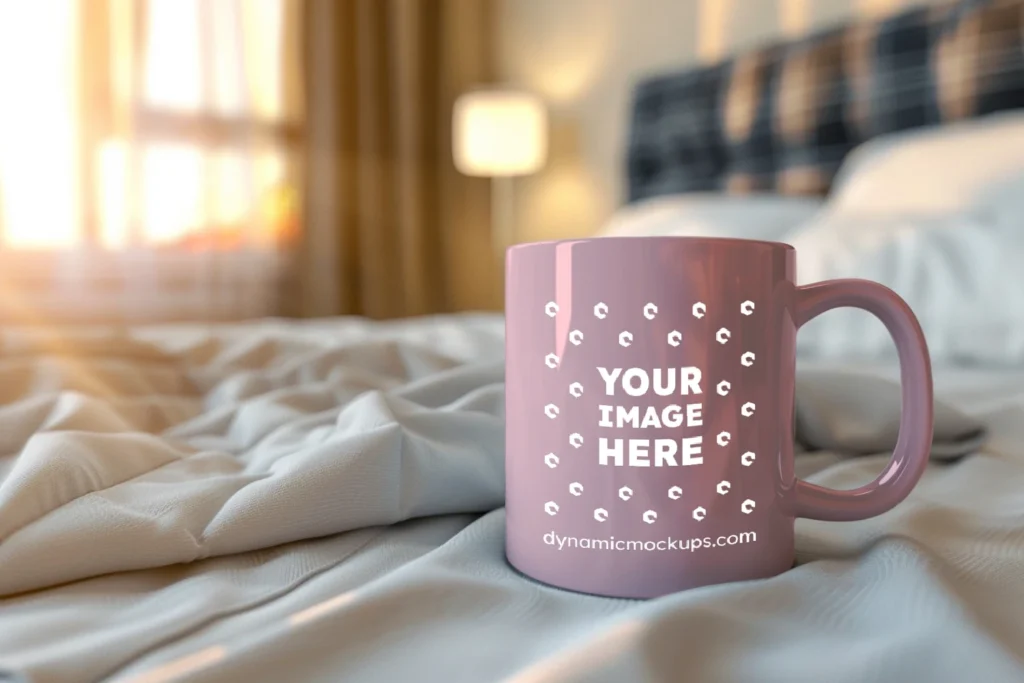 11oz Blank Pink Ceramic Coffee Mug Mockup Template