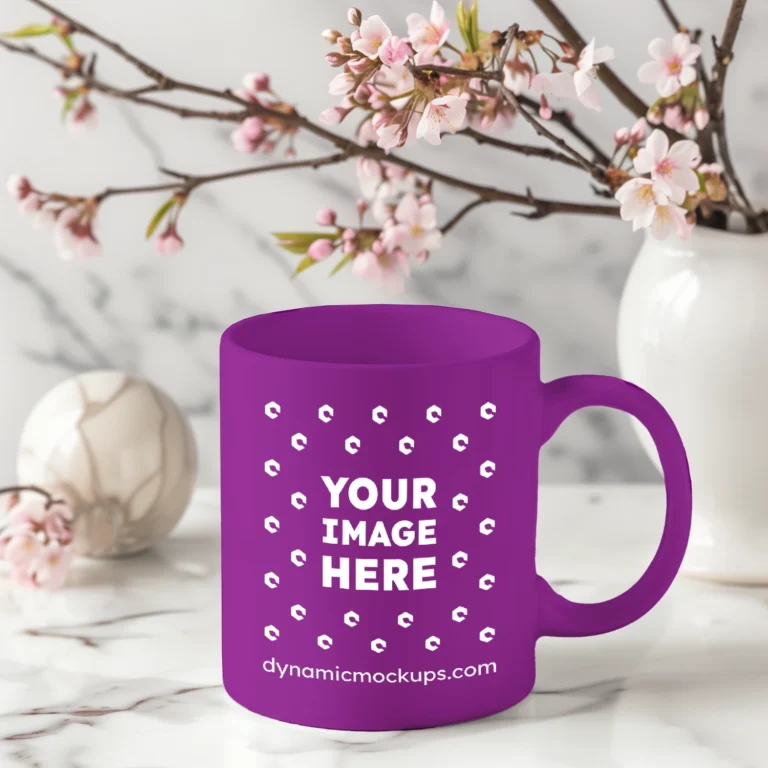 11oz Blank Purple Ceramic Coffee Mug Mockup Template