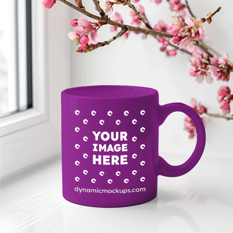 11oz Blank Purple Ceramic Coffee Mug Mockup Template