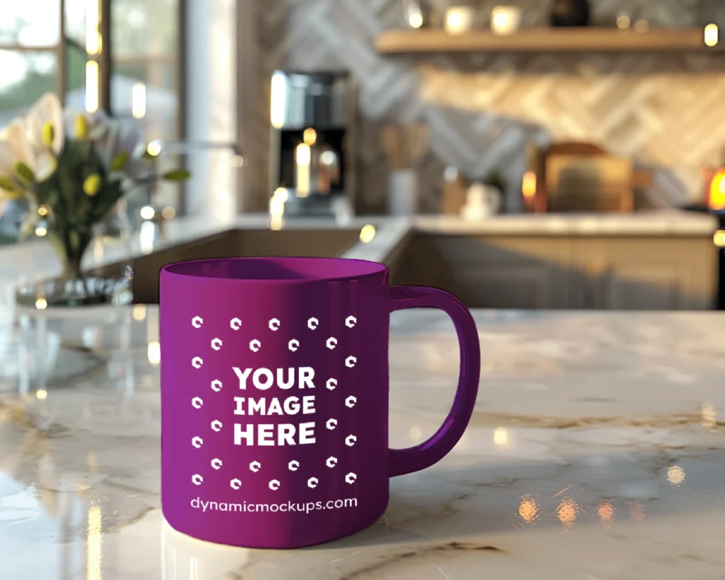 11oz Blank Purple Ceramic Coffee Mug Mockup Template