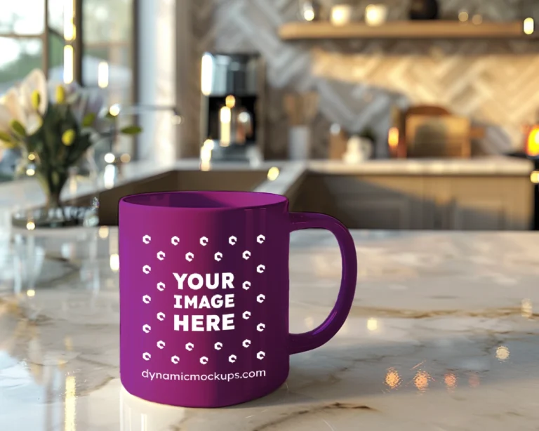 11oz Blank Purple Ceramic Coffee Mug Mockup Template