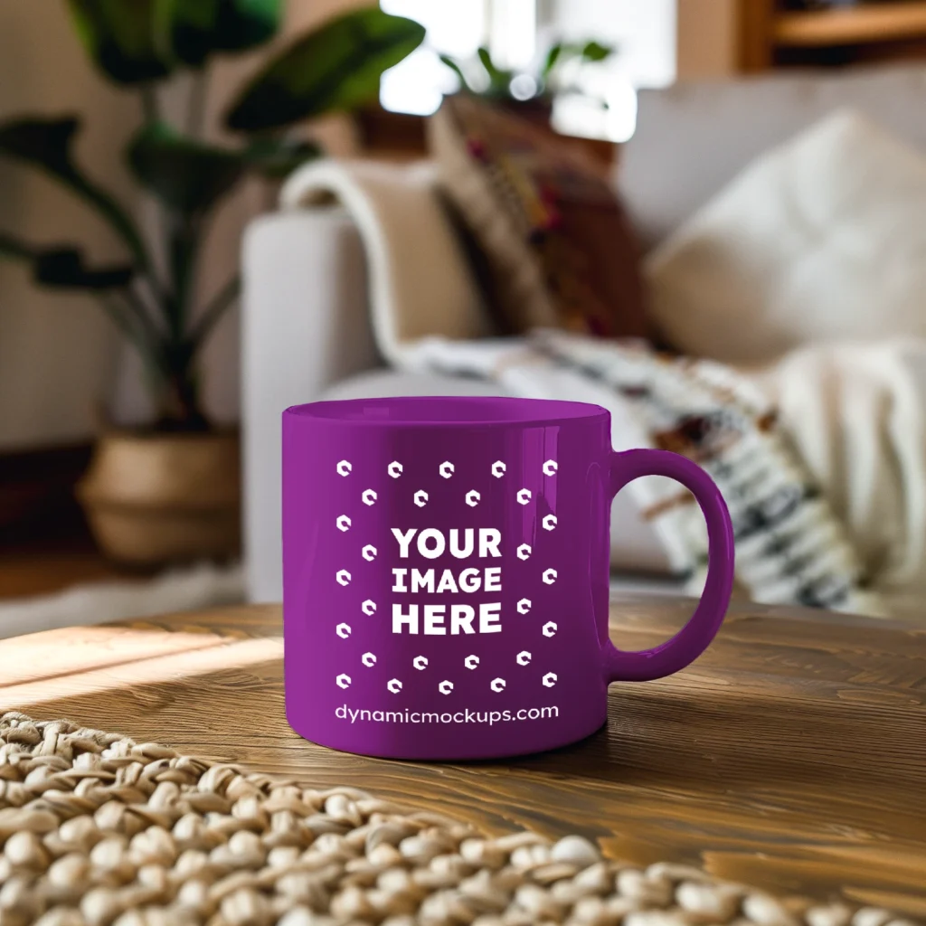 11oz Blank Purple Ceramic Coffee Mug Mockup Template