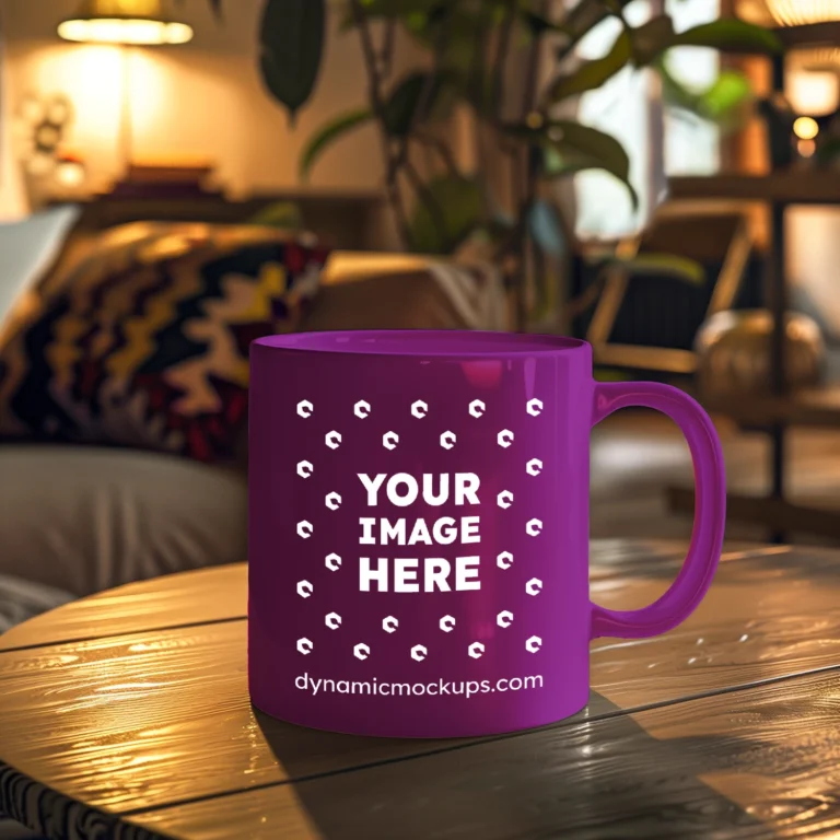 11oz Blank Purple Ceramic Coffee Mug Mockup Template