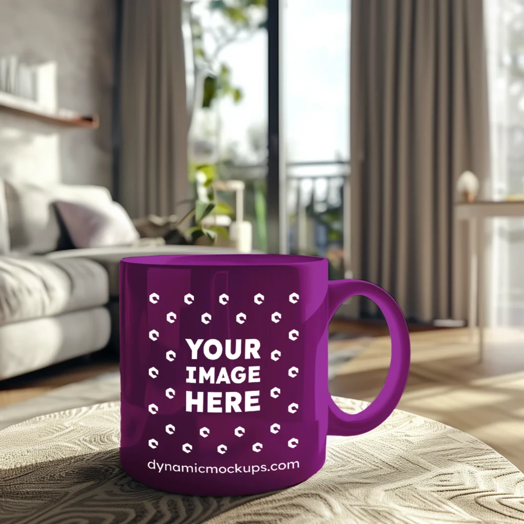 11oz Blank Purple Ceramic Coffee Mug Mockup Template