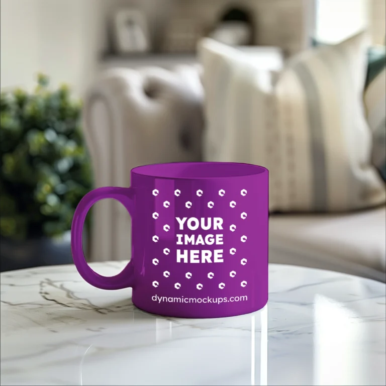 11oz Blank Purple Ceramic Coffee Mug Mockup Template