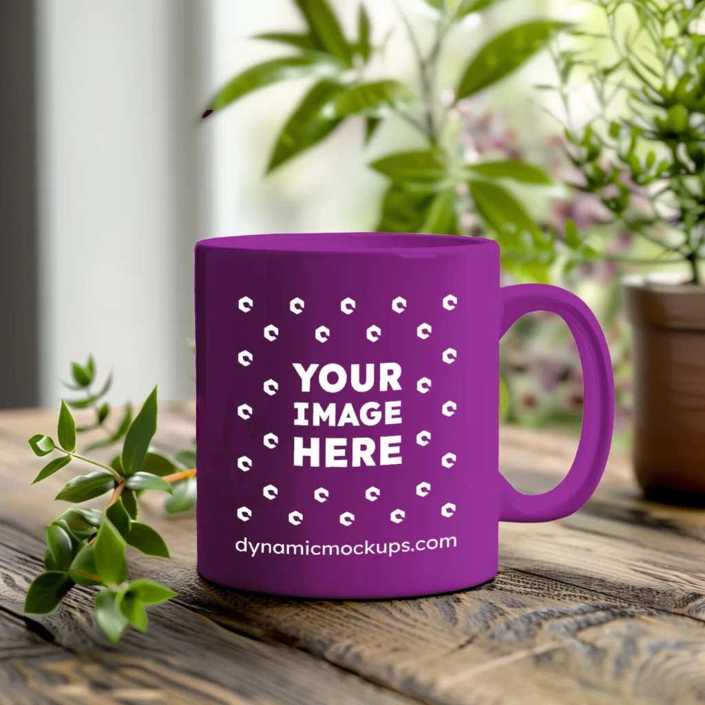 11oz Blank Purple Ceramic Coffee Mug Mockup Template