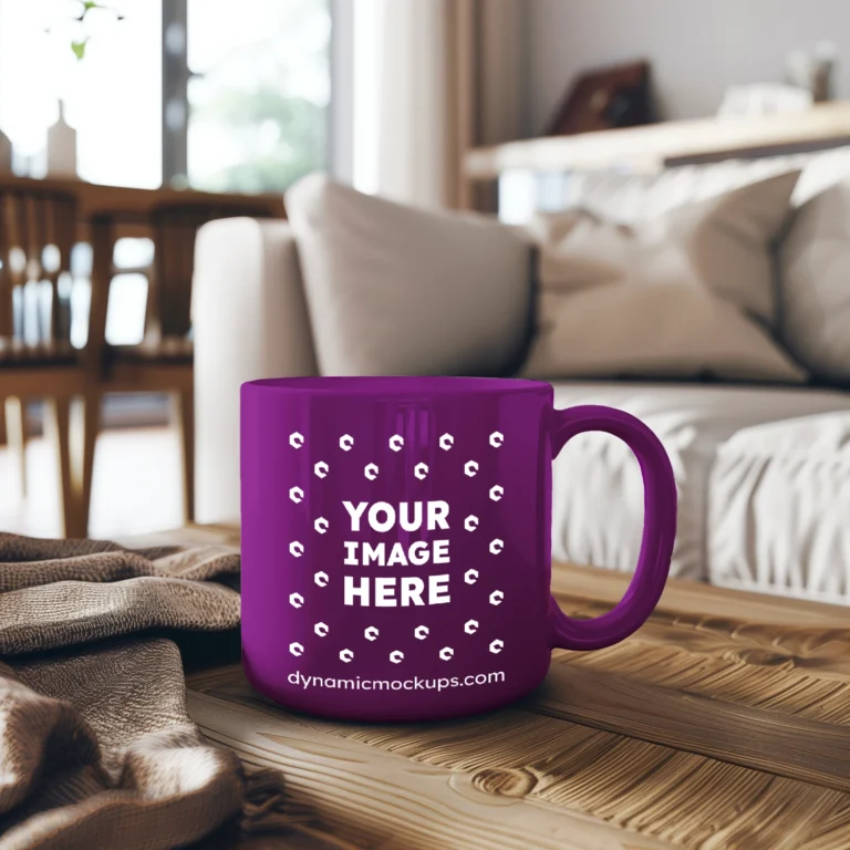 11oz Blank Purple Ceramic Coffee Mug Mockup Template