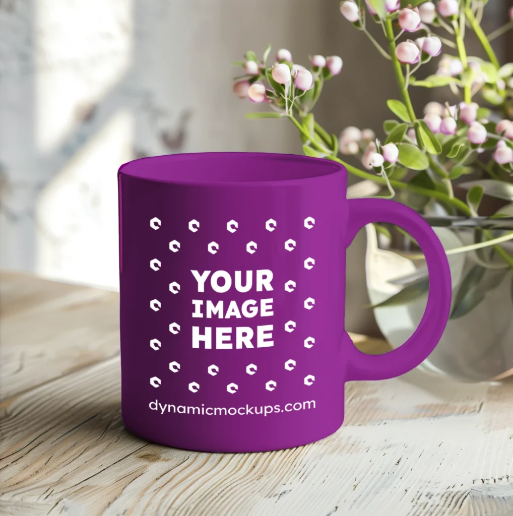 11oz Blank Purple Ceramic Coffee Mug Mockup Template