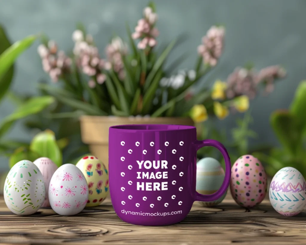 11oz Blank Purple Ceramic Coffee Mug Mockup Template