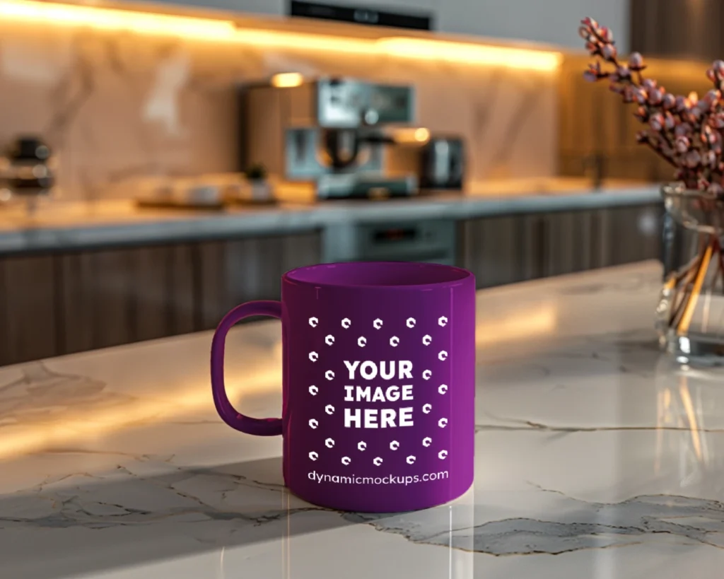 11oz Blank Purple Ceramic Coffee Mug Mockup Template