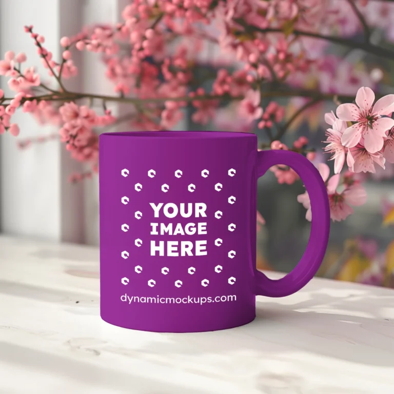 11oz Blank Purple Ceramic Coffee Mug Mockup Template