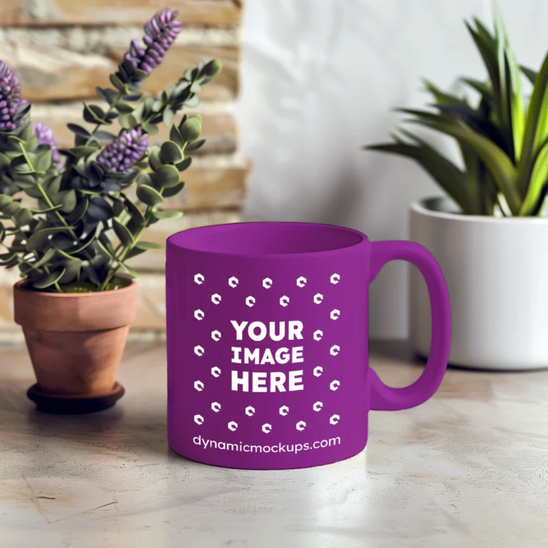 11oz Blank Purple Ceramic Coffee Mug Mockup Template