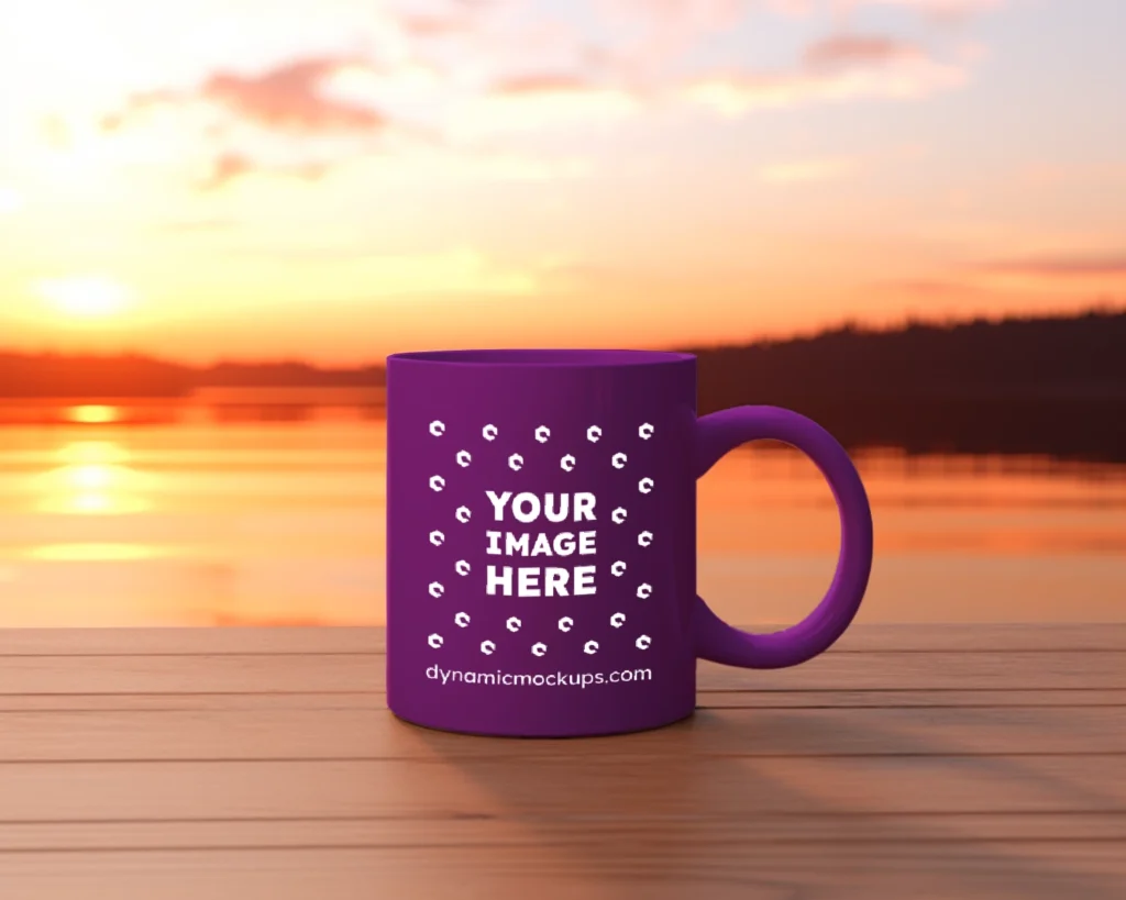 11oz Blank Purple Ceramic Coffee Mug Mockup Template