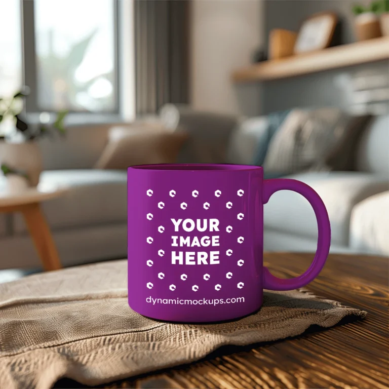 11oz Blank Purple Ceramic Coffee Mug Mockup Template