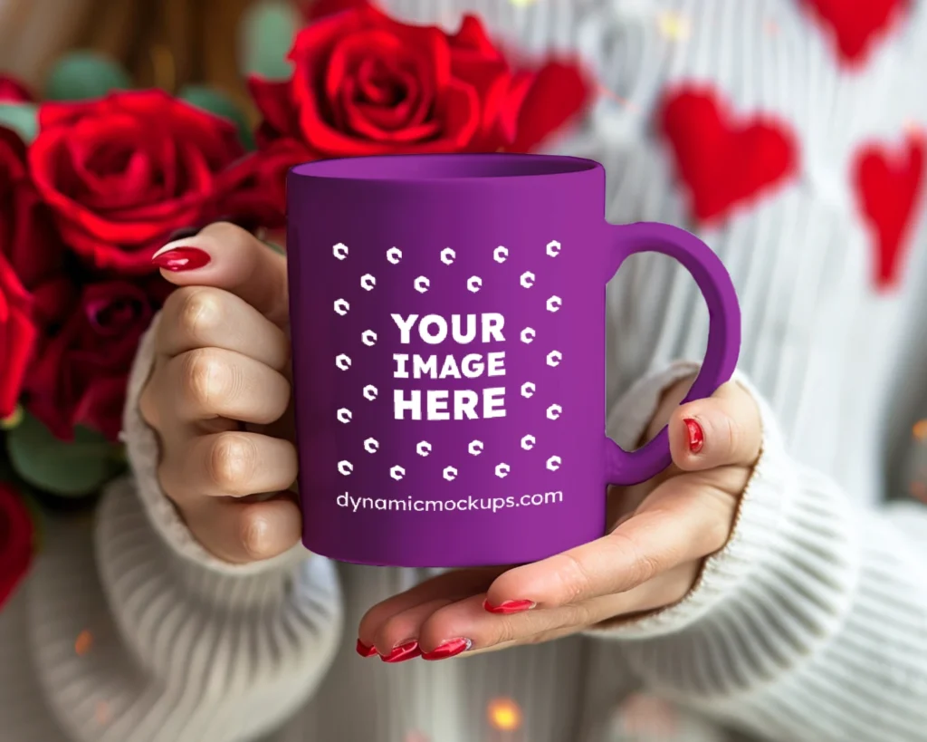 11oz Blank Purple Ceramic Coffee Mug Mockup Template