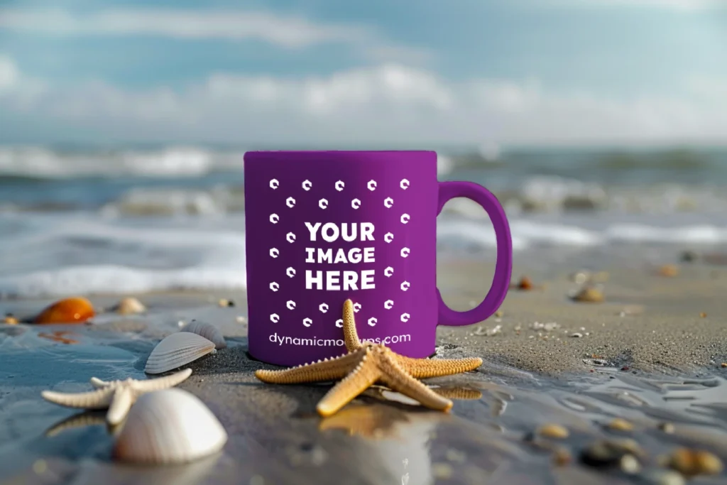 11oz Blank Purple Ceramic Coffee Mug Mockup Template