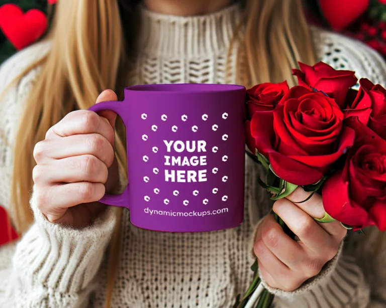 11oz Blank Purple Ceramic Coffee Mug Mockup Template