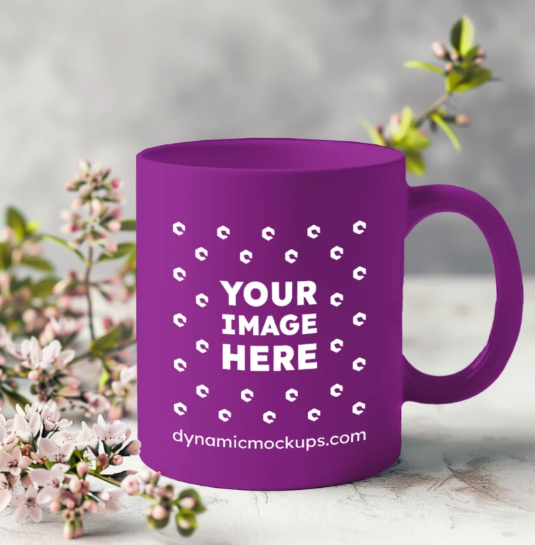 11oz Blank Purple Ceramic Coffee Mug Mockup Template