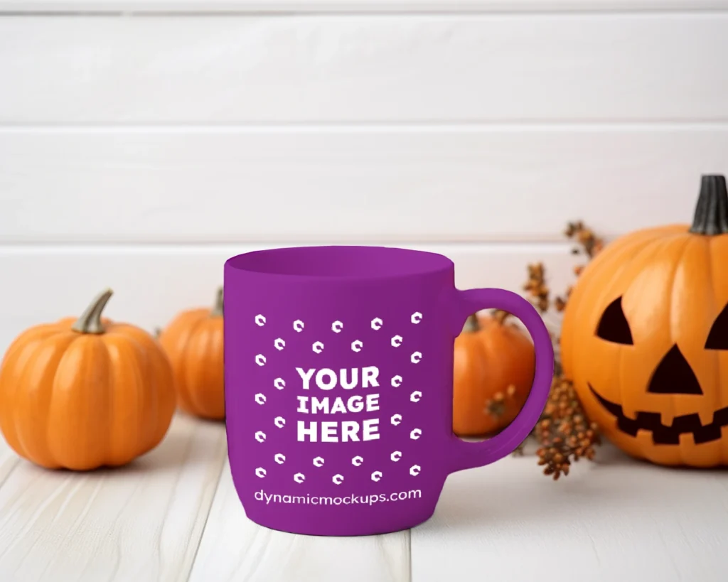 11oz Blank Purple Ceramic Coffee Mug Mockup Template