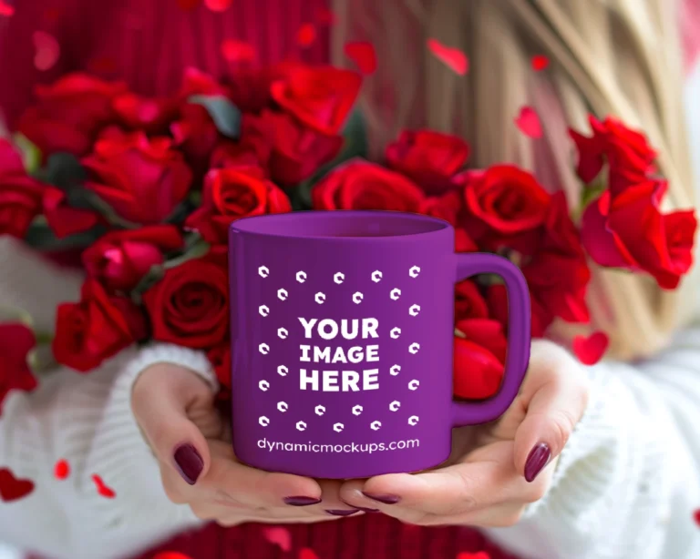 11oz Blank Purple Ceramic Coffee Mug Mockup Template