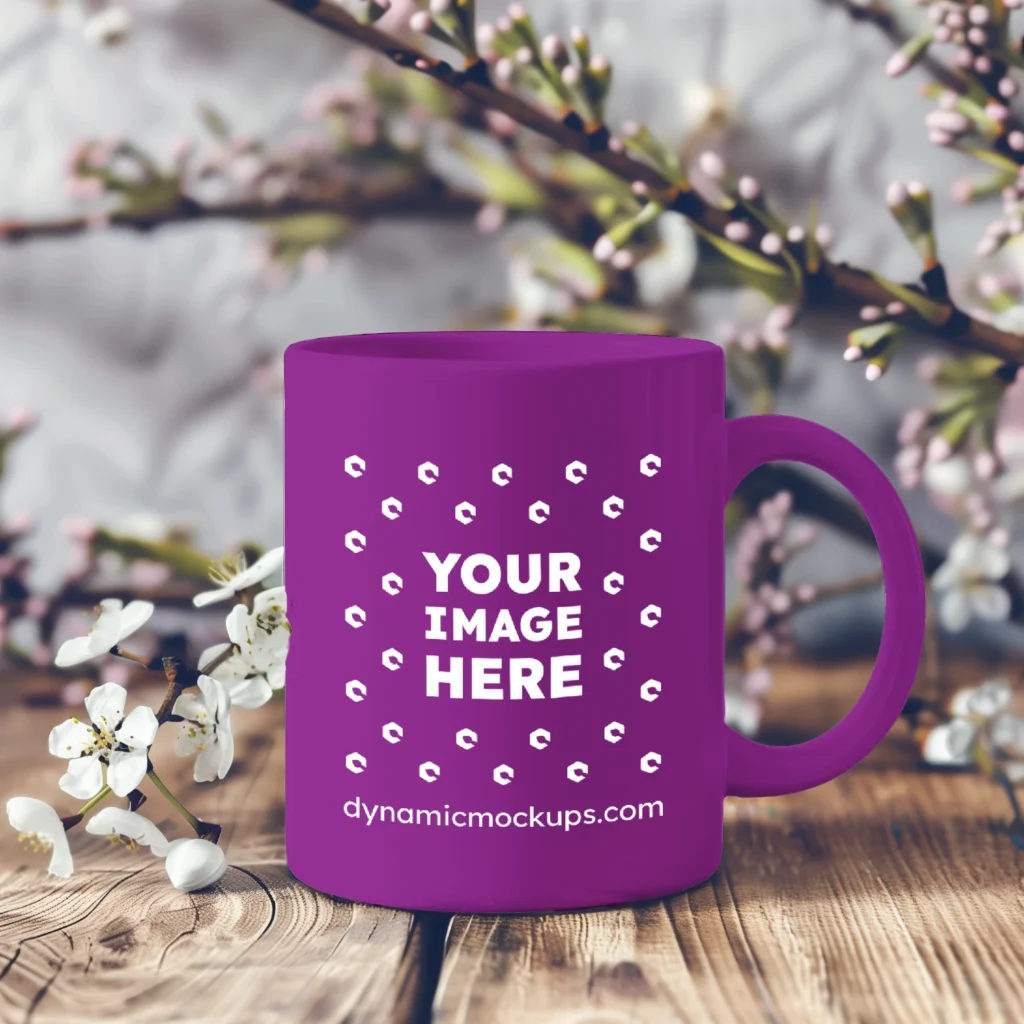 11oz Blank Purple Ceramic Coffee Mug Mockup Template