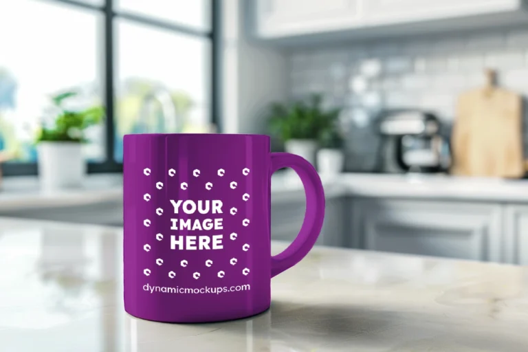 11oz Blank Purple Ceramic Coffee Mug Mockup Template