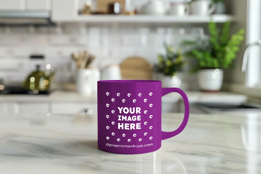 11oz Blank Purple Ceramic Coffee Mug Mockup Template