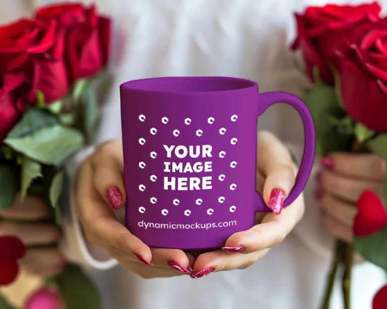 11oz Blank Purple Ceramic Coffee Mug Mockup Template