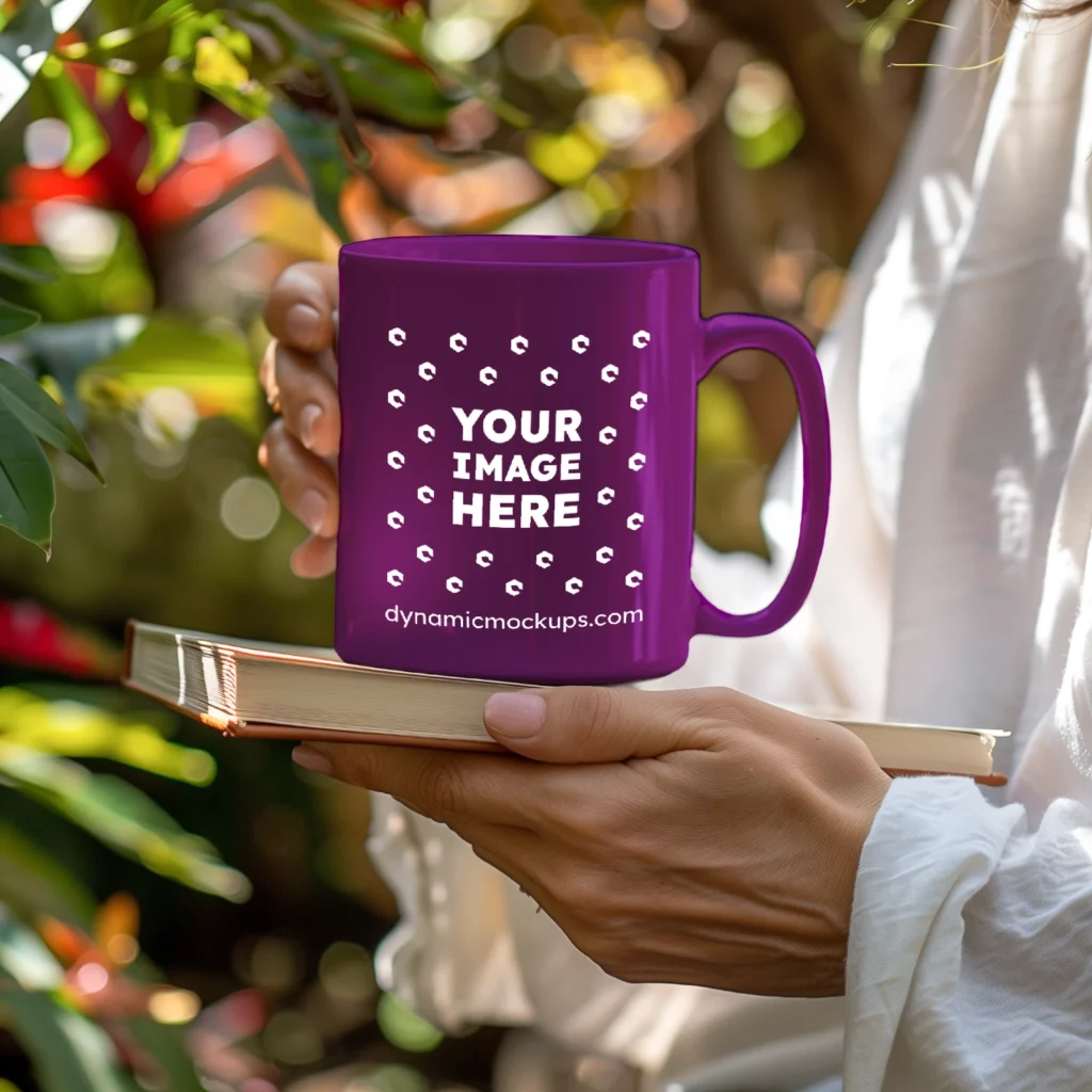 11oz Blank Purple Ceramic Coffee Mug Mockup Template