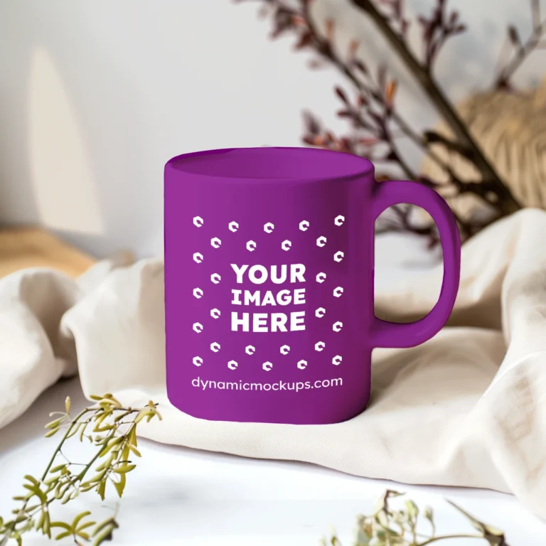 11oz Blank Purple Ceramic Coffee Mug Mockup Template