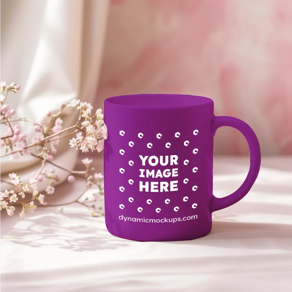 11oz Blank Purple Ceramic Coffee Mug Mockup Template