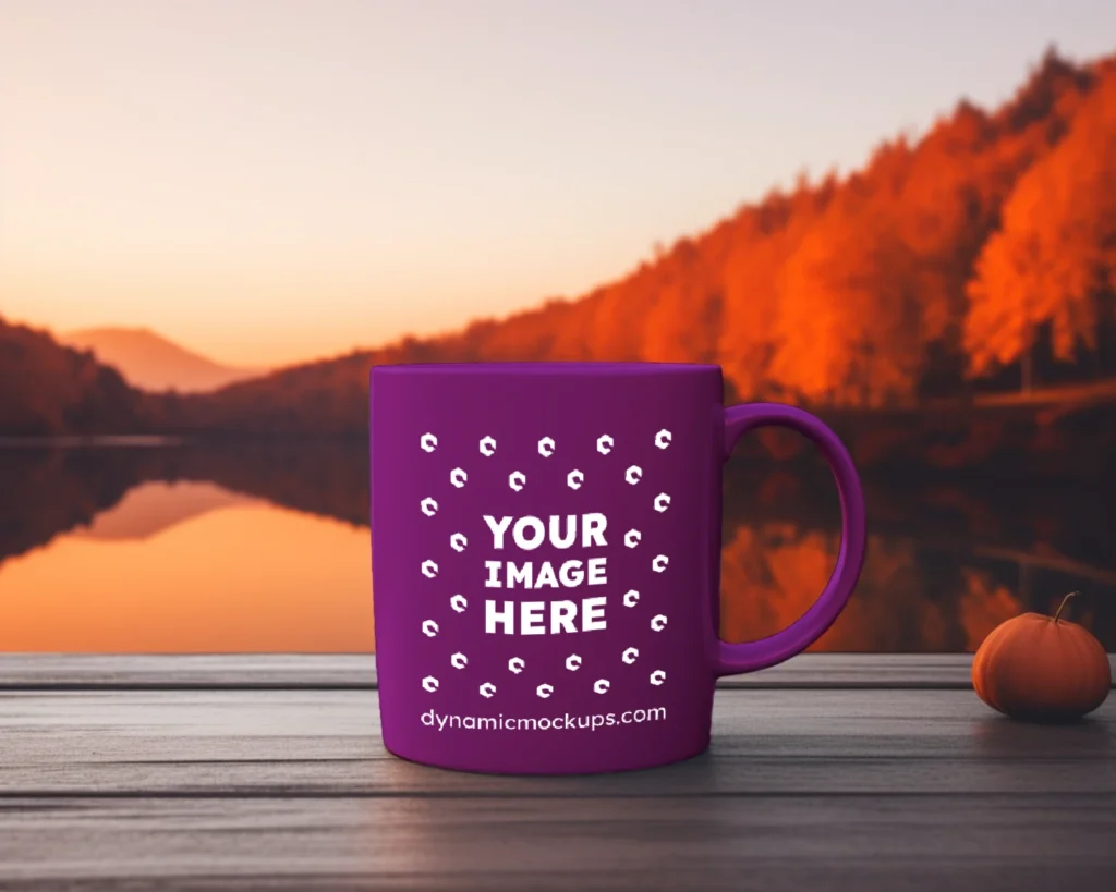 11oz Blank Purple Ceramic Coffee Mug Mockup Template